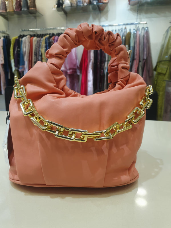 TRENDY PEACH RUCHED HANDBAG